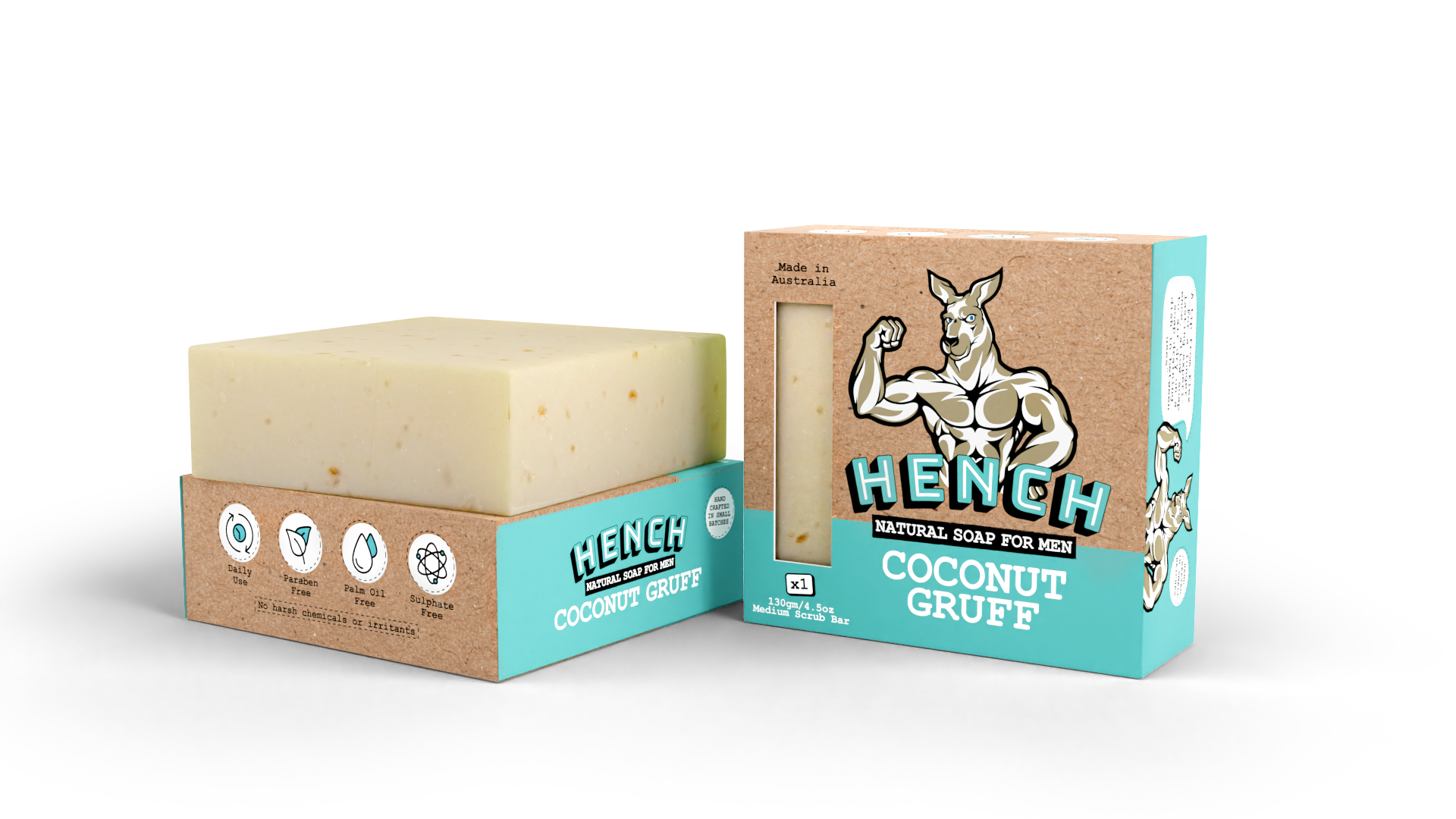 coconut and palm oil free soap Men's Soap Bar 2 pack - Coconut Gruff